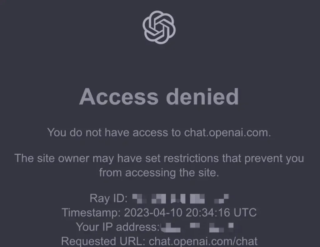 梯子打开网站提示Access Denied,可能是节点IP被限制导致访问被拒绝