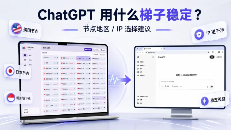 ChatGPT 用什么梯子稳定？节点地区和 IP 选择建议